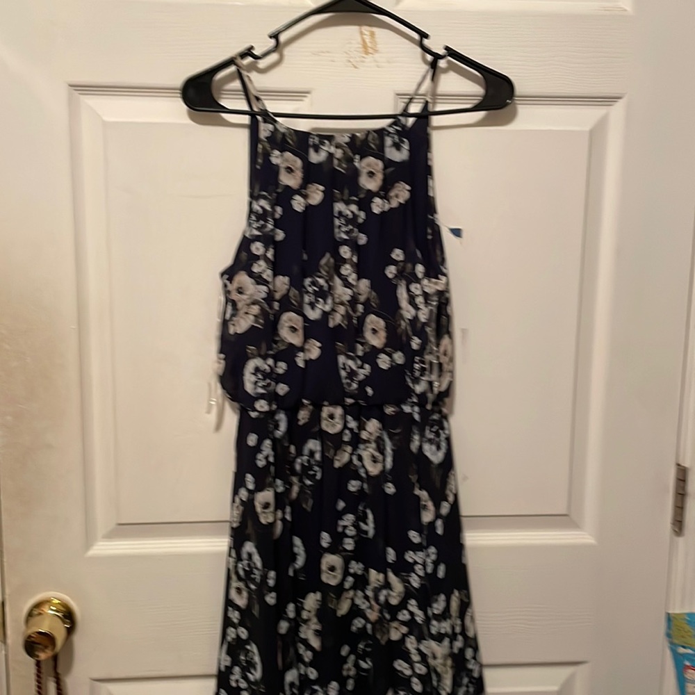 New black flower summer dress
